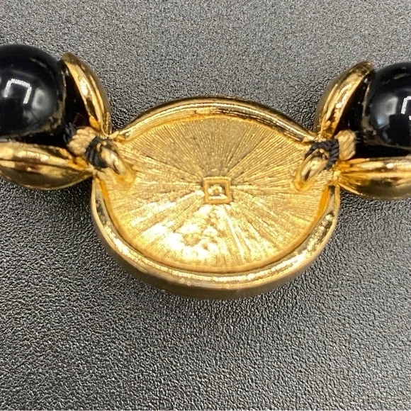 Vintage Avon Black Plastic and Faux Pearl Necklace and Pierced Earrings Set - Picture 5 of 14